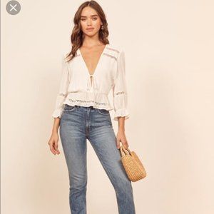 Reformation Emily Top in Ivory